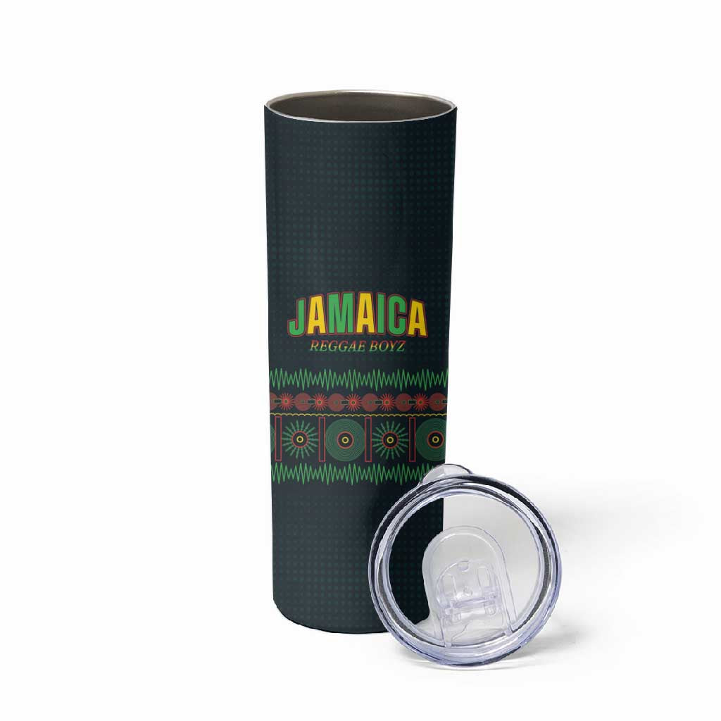 Custom Soccer 2026 Jamaica Skinny Tumbler Reggae Music Spirit