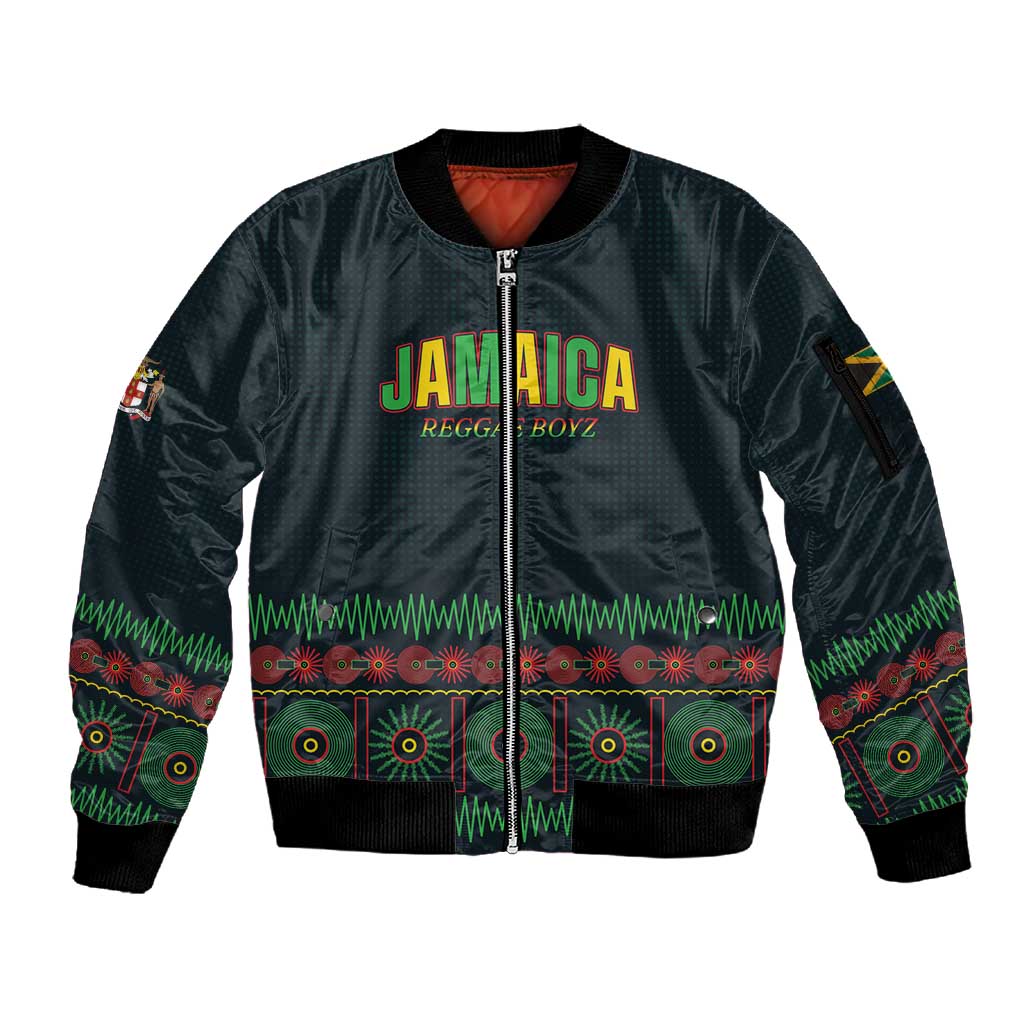 Custom Soccer 2026 Jamaica Sleeve Zip Bomber Jacket Reggae Music Spirit
