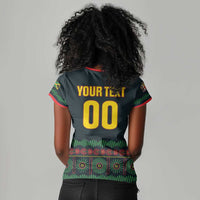 Custom Soccer 2026 Jamaica Women V-Neck T-Shirt Reggae Music Spirit