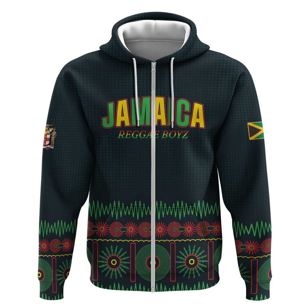 Custom Soccer 2026 Jamaica Zip Hoodie Reggae Music Spirit