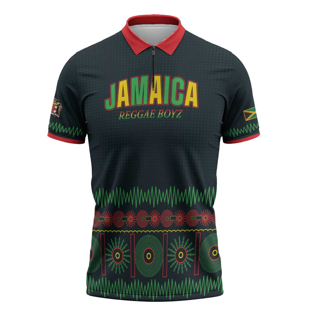 Custom Soccer 2026 Jamaica Zipper Polo Shirt Reggae Music Spirit