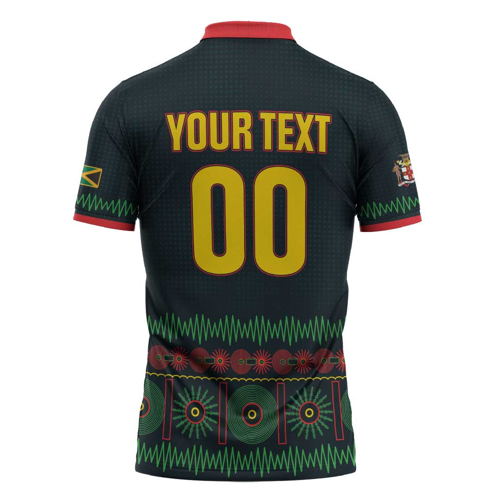 Custom Soccer 2026 Jamaica Zipper Polo Shirt Reggae Music Spirit