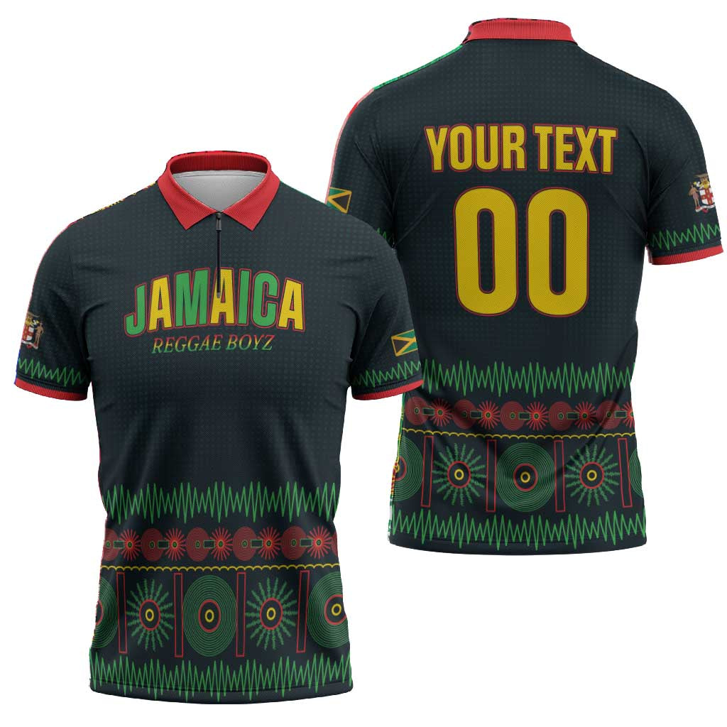Custom Soccer 2026 Jamaica Zipper Polo Shirt Reggae Music Spirit