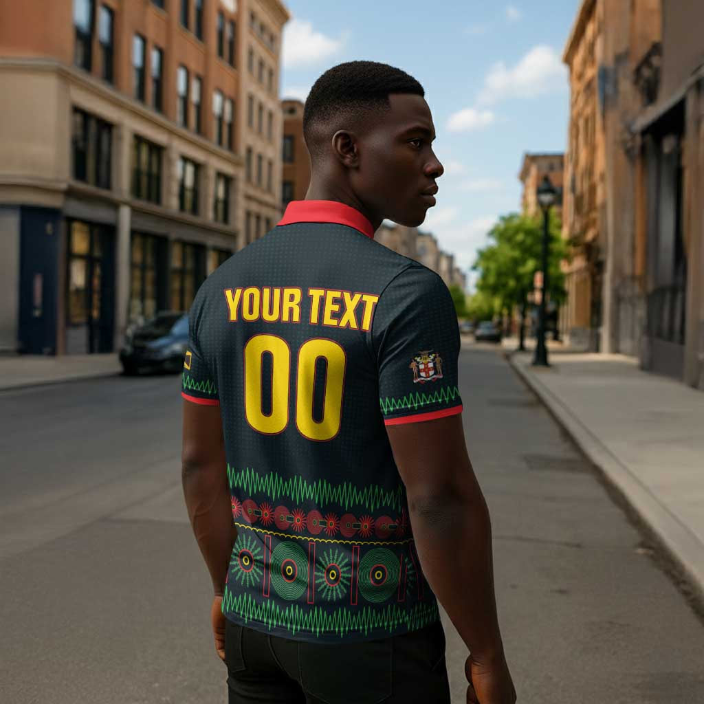 Custom Soccer 2026 Jamaica Zipper Polo Shirt Reggae Music Spirit
