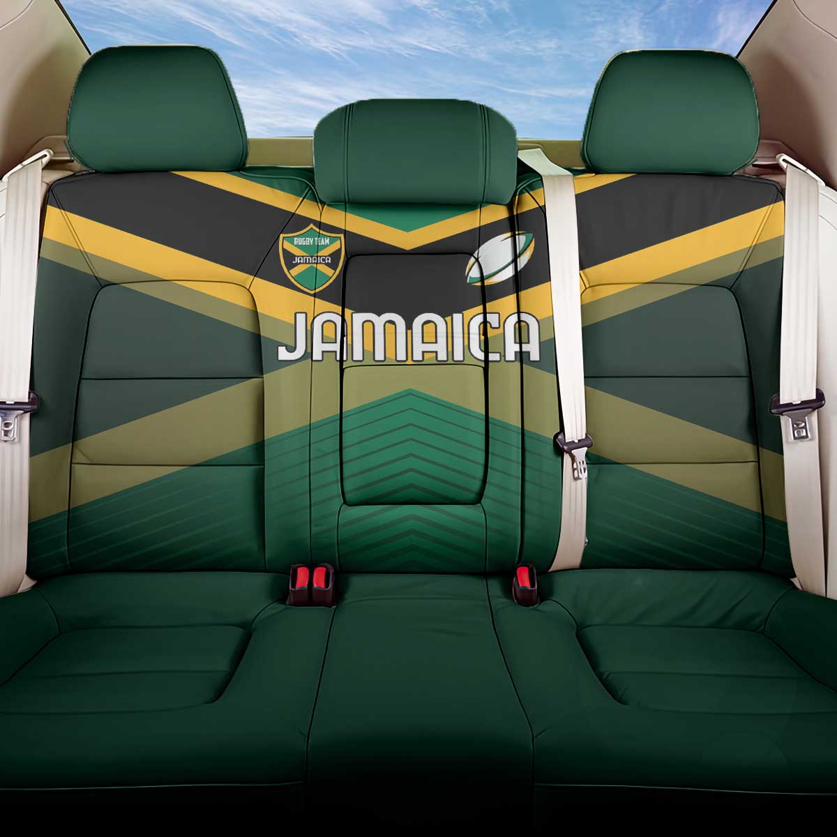 Rugby Jamaica Back Car Seat Cover Reggae Warriors Go Champions