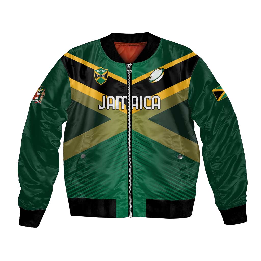 Custom Rugby Jamaica Bomber Jacket Reggae Warriors Go Champions
