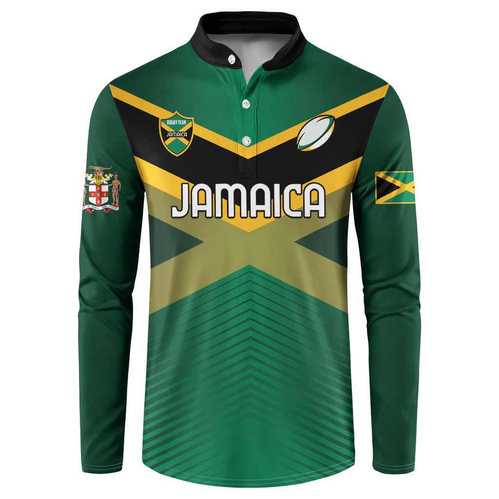 Custom Rugby Jamaica Button Sweatshirt Reggae Warriors Go Champions