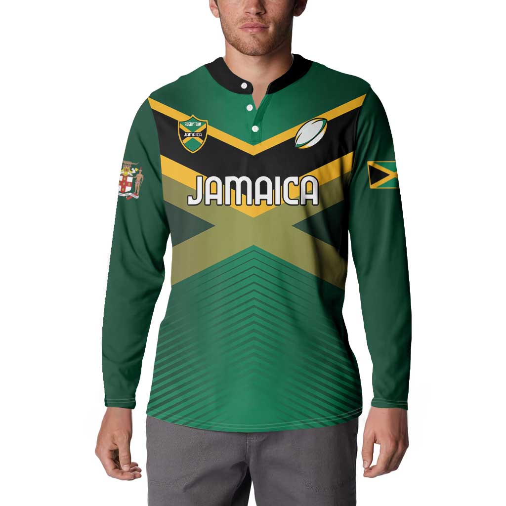 Custom Rugby Jamaica Button Sweatshirt Reggae Warriors Go Champions
