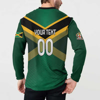 Custom Rugby Jamaica Button Sweatshirt Reggae Warriors Go Champions