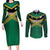 Custom Rugby Jamaica Couples Matching Long Sleeve Bodycon Dress and Long Sleeve Button Shirt Reggae Warriors Go Champions