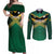 Custom Rugby Jamaica Couples Matching Off Shoulder Maxi Dress and Long Sleeve Button Shirt Reggae Warriors Go Champions
