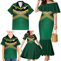 Custom Rugby Jamaica Family Matching Mermaid Dress and Hawaiian Shirt Reggae Warriors Go Champions