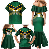 Custom Rugby Jamaica Family Matching Mermaid Dress and Hawaiian Shirt Reggae Warriors Go Champions