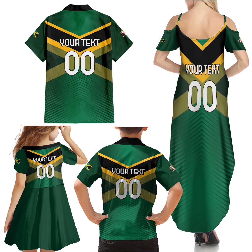 Custom Rugby Jamaica Family Matching Summer Maxi Dress and Hawaiian Shirt Reggae Warriors Go Champions