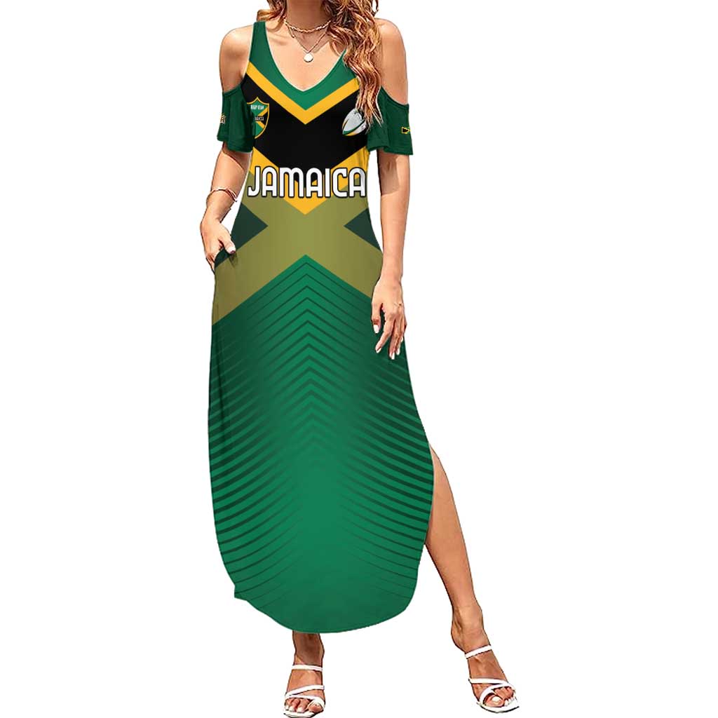 Custom Rugby Jamaica Family Matching Summer Maxi Dress and Hawaiian Shirt Reggae Warriors Go Champions
