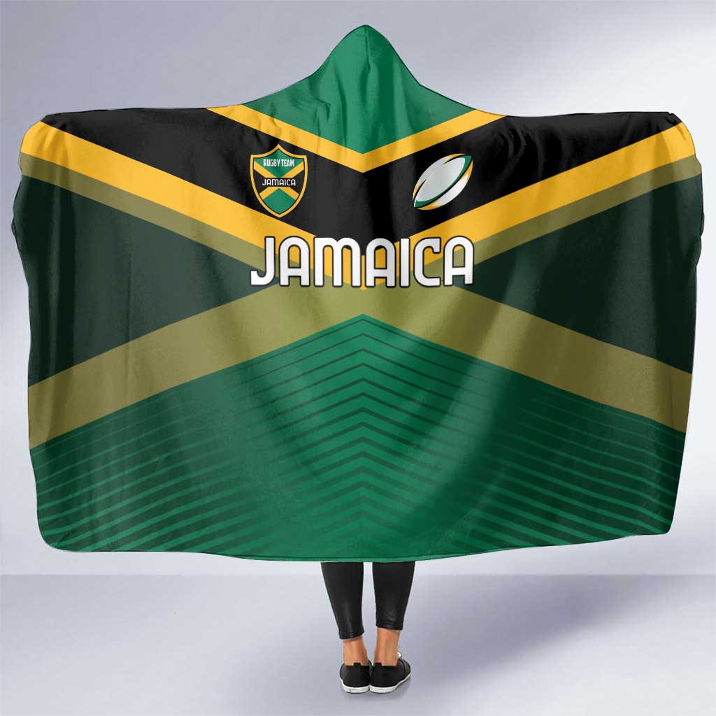 Rugby Jamaica Hooded Blanket Reggae Warriors Go Champions