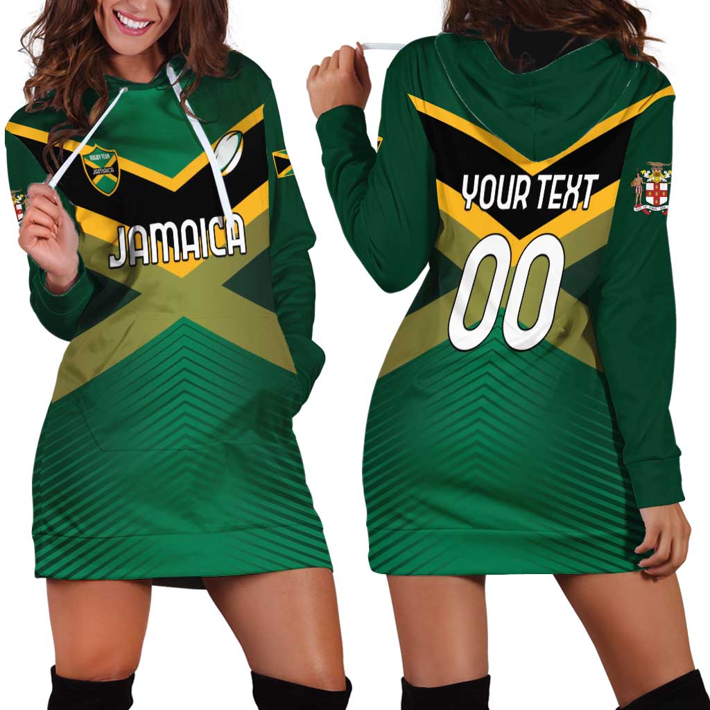 Custom Rugby Jamaica Hoodie Dress Reggae Warriors Go Champions
