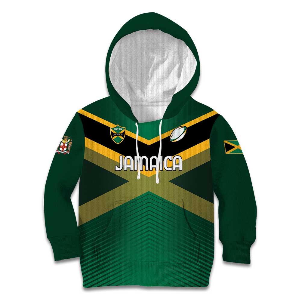 Custom Rugby Jamaica Kid Hoodie Reggae Warriors Go Champions