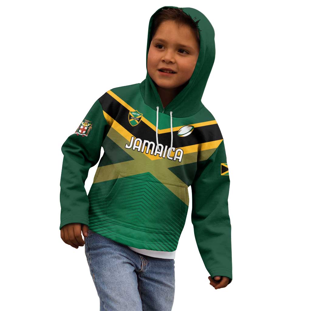 Custom Rugby Jamaica Kid Hoodie Reggae Warriors Go Champions
