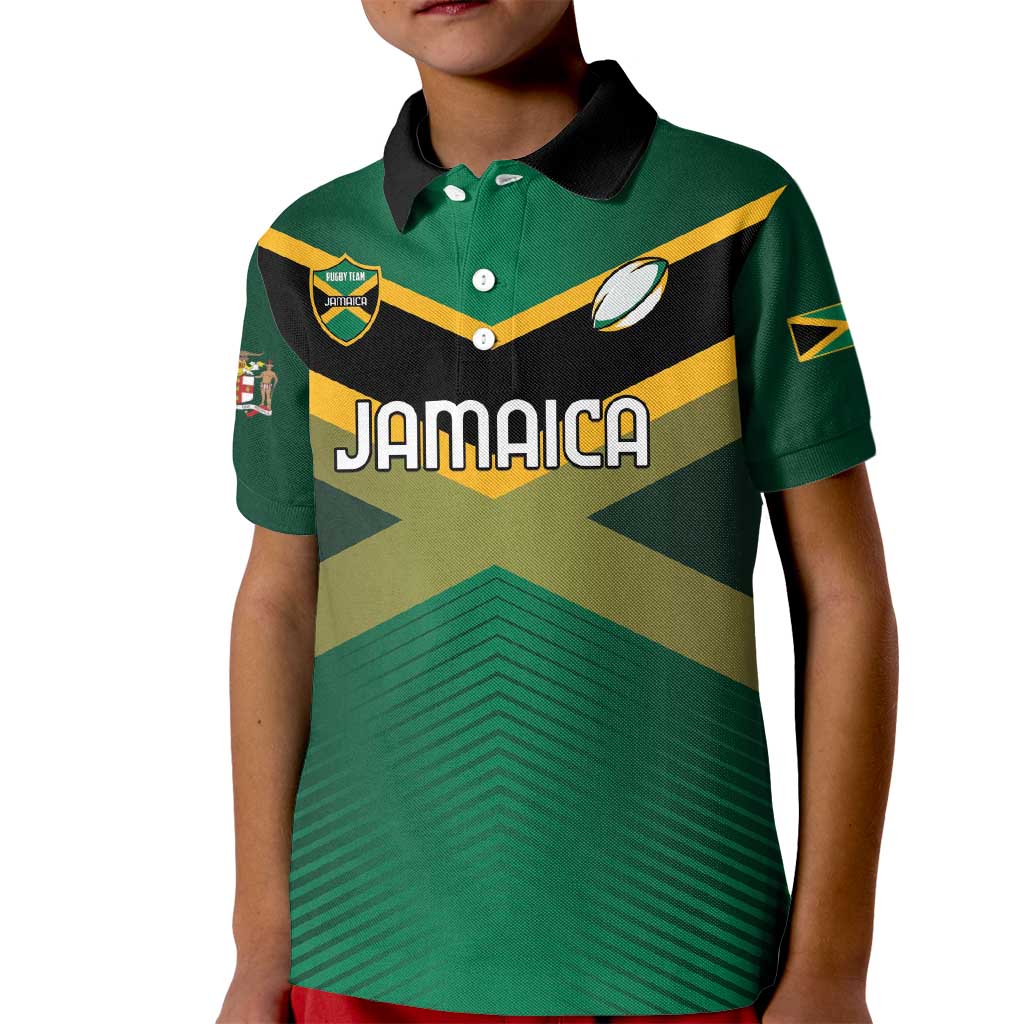 Custom Rugby Jamaica Kid Polo Shirt Reggae Warriors Go Champions