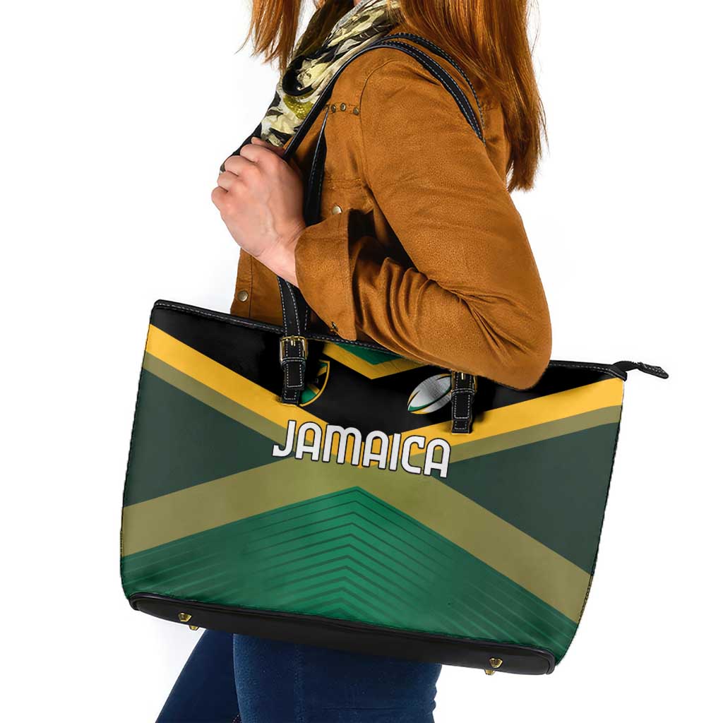 Rugby Jamaica Leather Tote Bag Reggae Warriors Go Champions