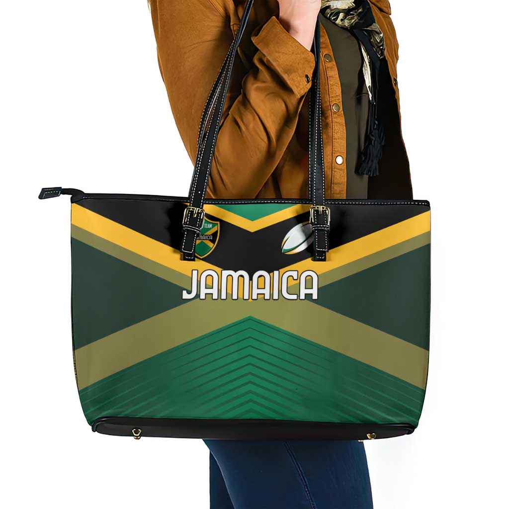 Rugby Jamaica Leather Tote Bag Reggae Warriors Go Champions
