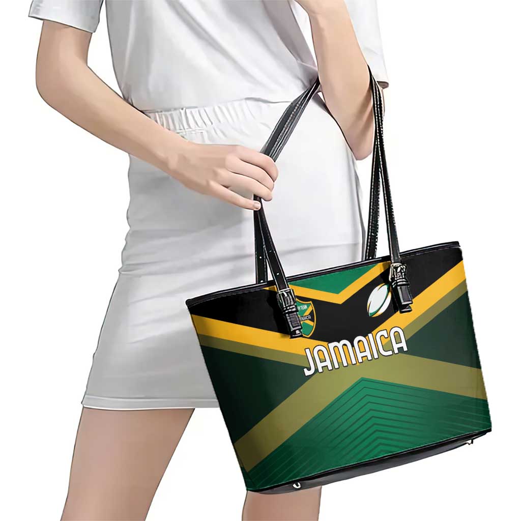 Rugby Jamaica Leather Tote Bag Reggae Warriors Go Champions