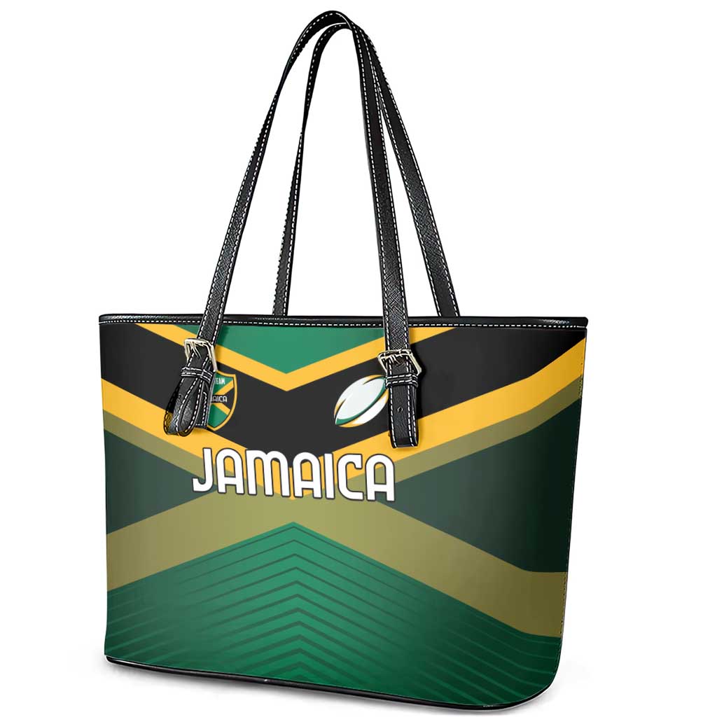 Rugby Jamaica Leather Tote Bag Reggae Warriors Go Champions
