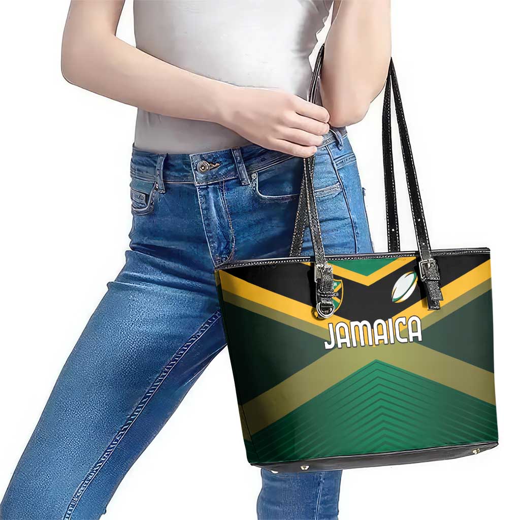 Rugby Jamaica Leather Tote Bag Reggae Warriors Go Champions