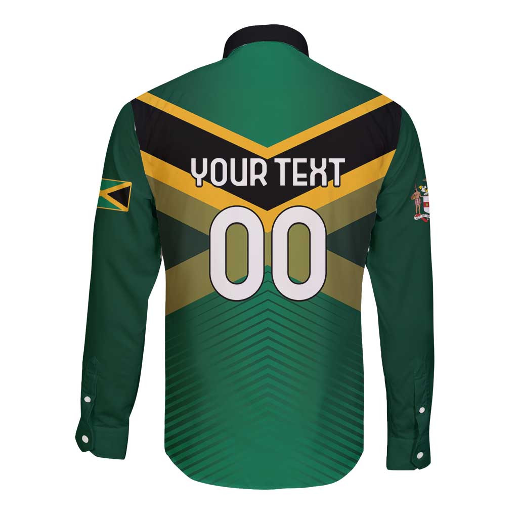 Custom Rugby Jamaica Long Sleeve Button Shirt Reggae Warriors Go Champions