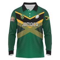 Custom Rugby Jamaica Long Sleeve Polo Shirt Reggae Warriors Go Champions