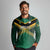 Custom Rugby Jamaica Long Sleeve Polo Shirt Reggae Warriors Go Champions