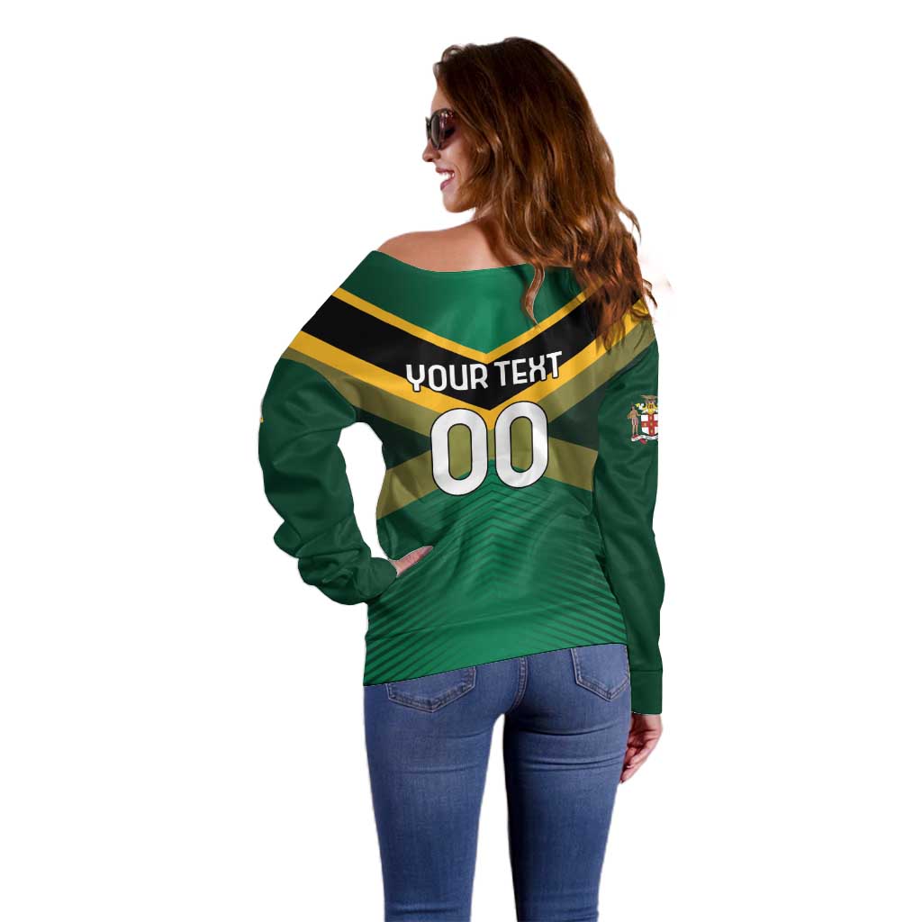 Custom Rugby Jamaica Off Shoulder Sweater Reggae Warriors Go Champions