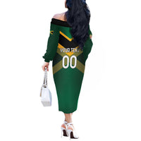 Custom Rugby Jamaica Off The Shoulder Long Sleeve Dress Reggae Warriors Go Champions