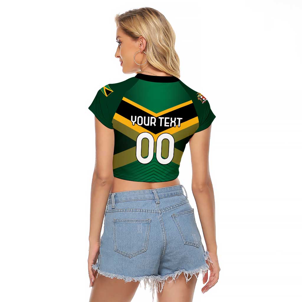 Custom Rugby Jamaica Raglan Cropped T Shirt Reggae Warriors Go Champions