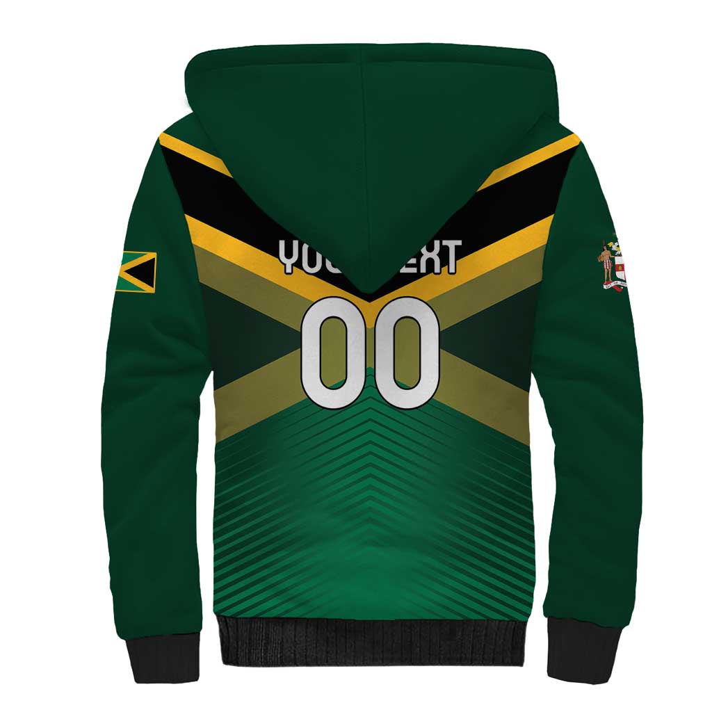 Custom Rugby Jamaica Sherpa Hoodie Reggae Warriors Go Champions
