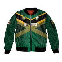 Custom Rugby Jamaica Sleeve Zip Bomber Jacket Reggae Warriors Go Champions