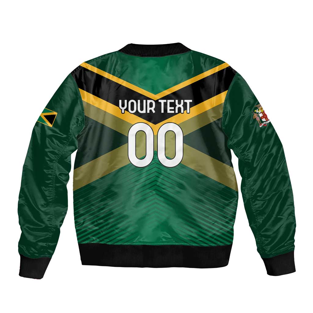 Custom Rugby Jamaica Sleeve Zip Bomber Jacket Reggae Warriors Go Champions