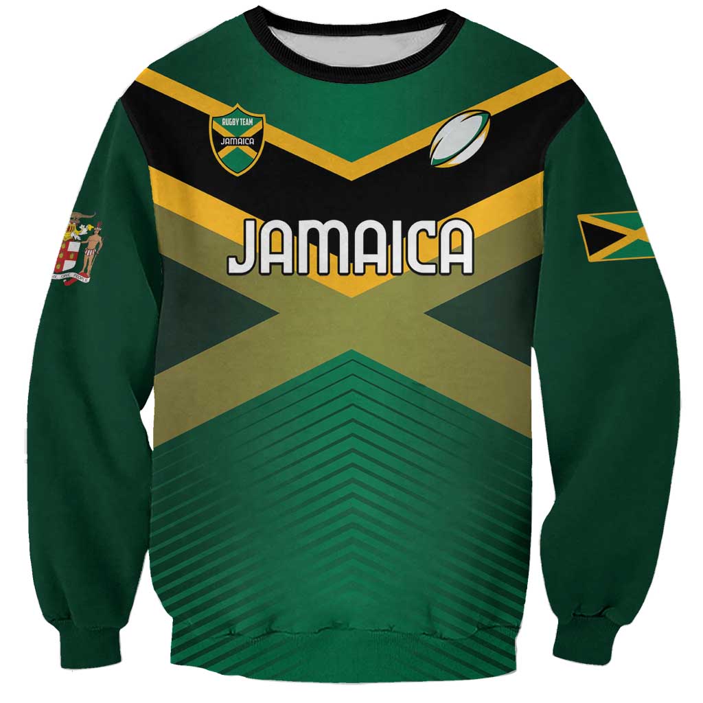 Custom Rugby Jamaica Sweatshirt Reggae Warriors Go Champions