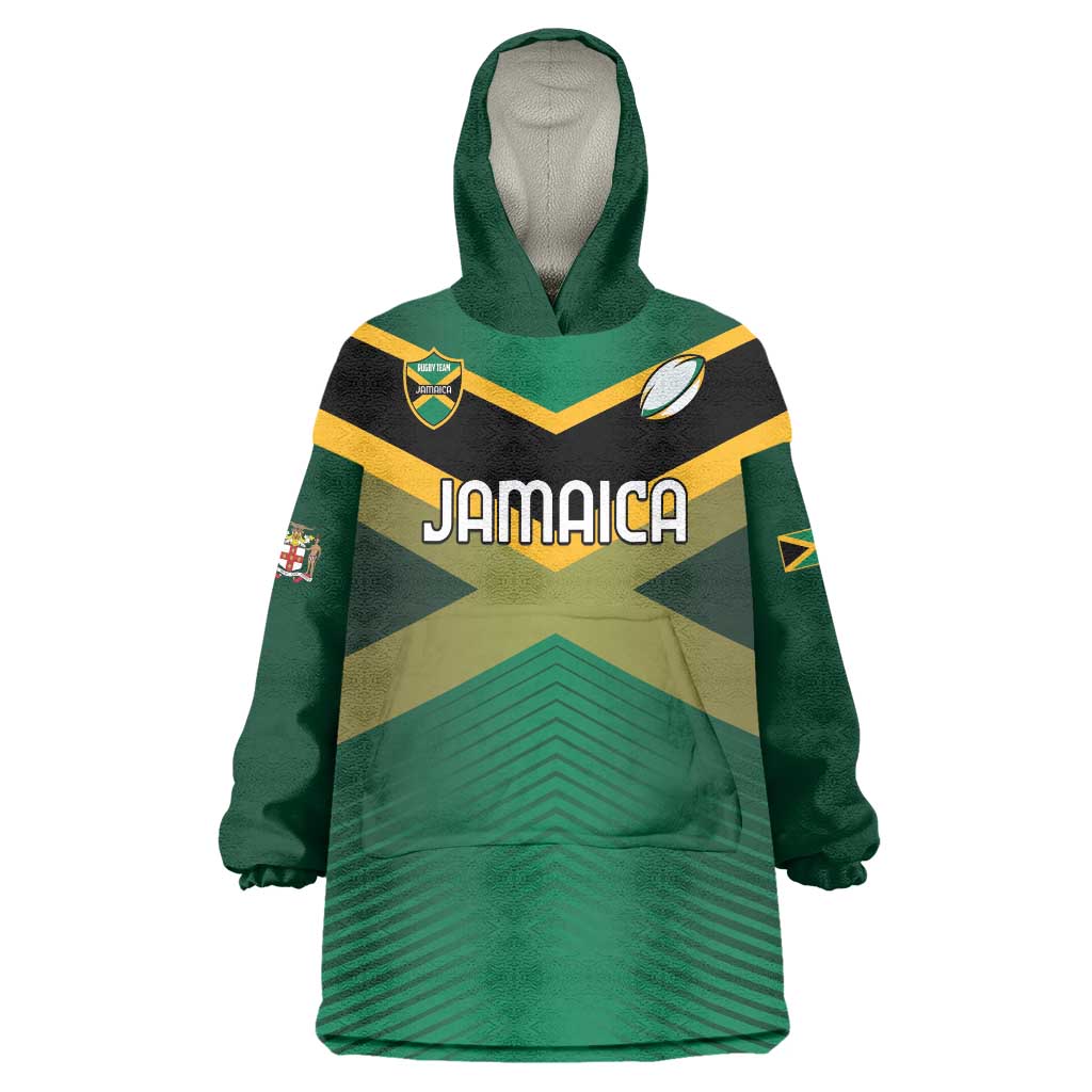 Custom Rugby Jamaica Wearable Blanket Hoodie Reggae Warriors Go Champions