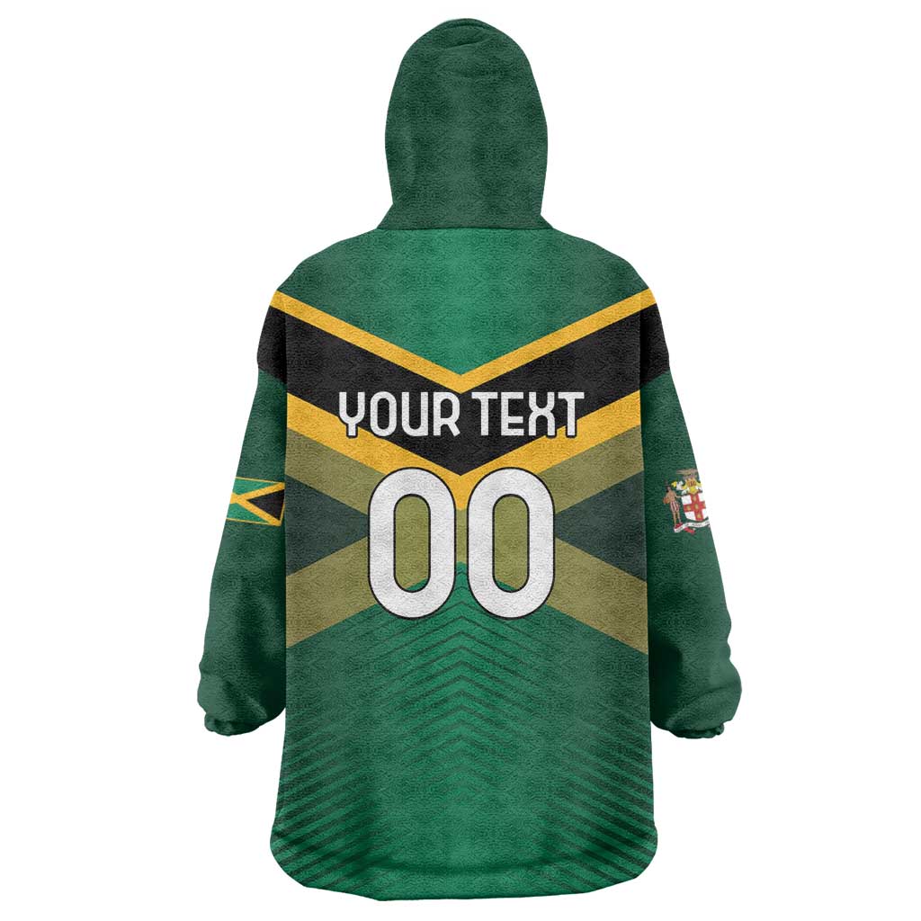 Custom Rugby Jamaica Wearable Blanket Hoodie Reggae Warriors Go Champions
