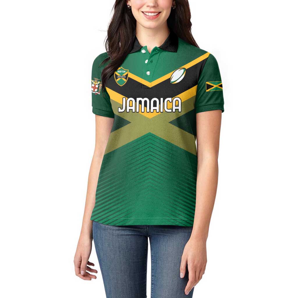 Custom Rugby Jamaica Women Polo Shirt Reggae Warriors Go Champions