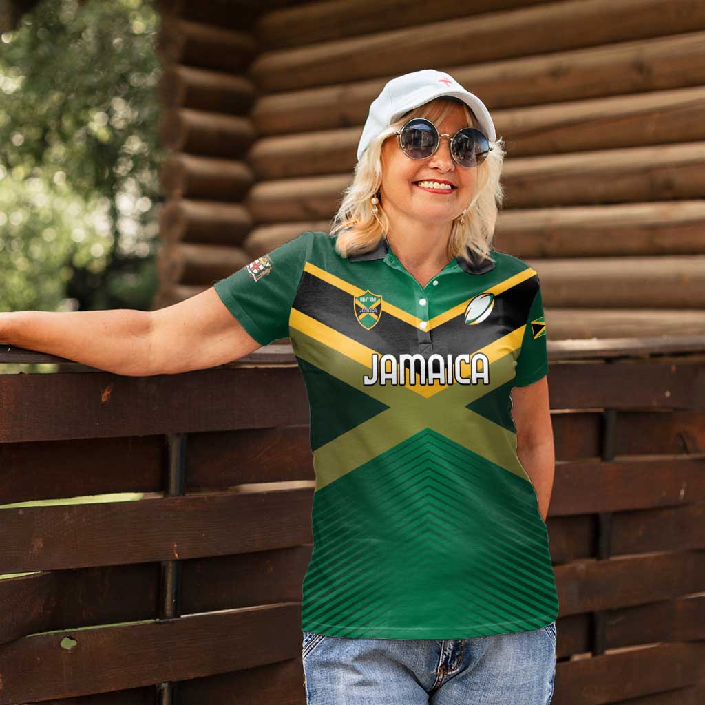 Custom Rugby Jamaica Women Polo Shirt Reggae Warriors Go Champions