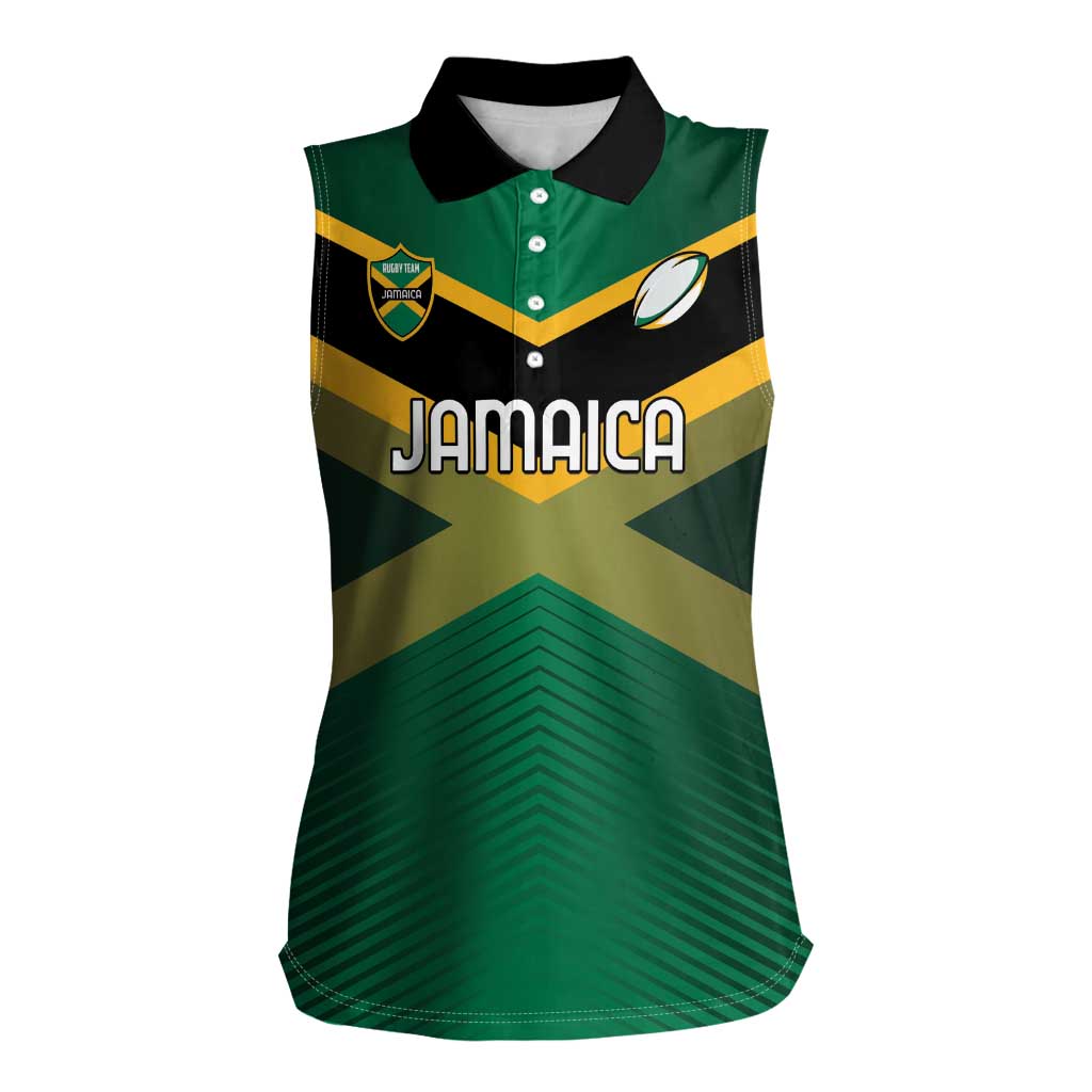 Custom Rugby Jamaica Women Sleeveless Polo Shirt Reggae Warriors Go Champions