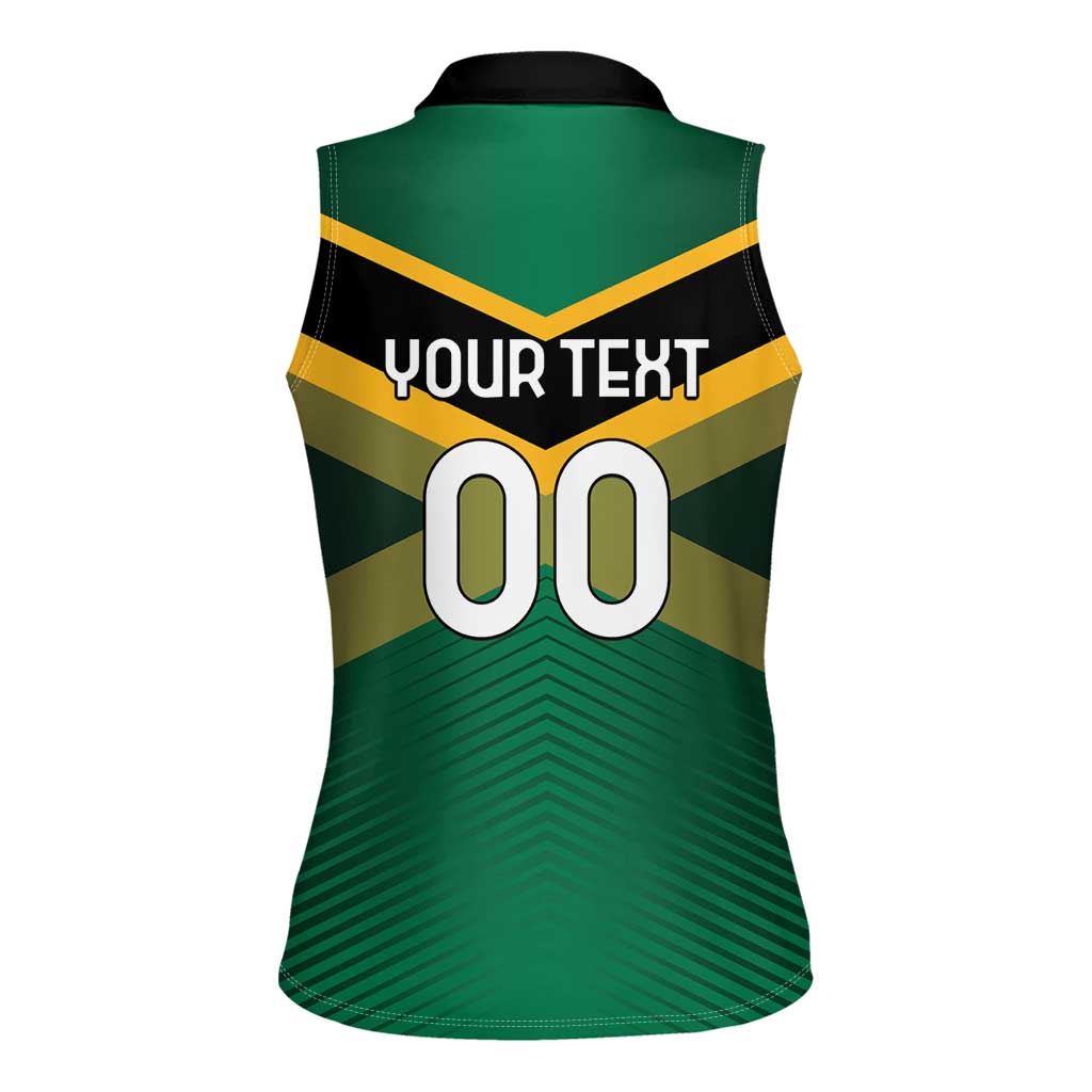 Custom Rugby Jamaica Women Sleeveless Polo Shirt Reggae Warriors Go Champions