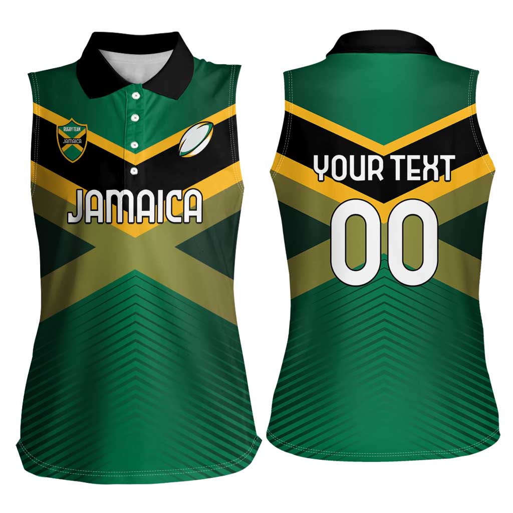 Custom Rugby Jamaica Women Sleeveless Polo Shirt Reggae Warriors Go Champions