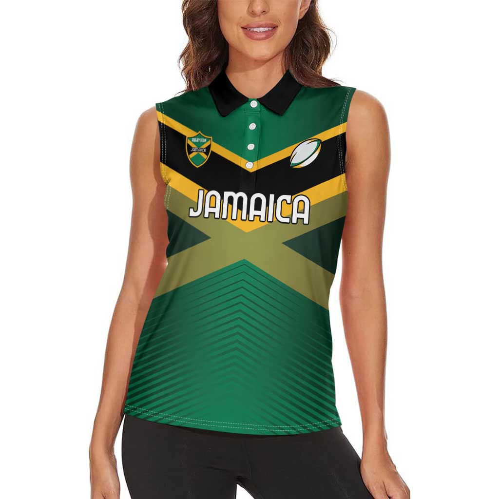 Custom Rugby Jamaica Women Sleeveless Polo Shirt Reggae Warriors Go Champions