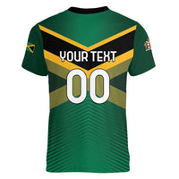 Custom Rugby Jamaica Women V-Neck T-Shirt Reggae Warriors Go Champions