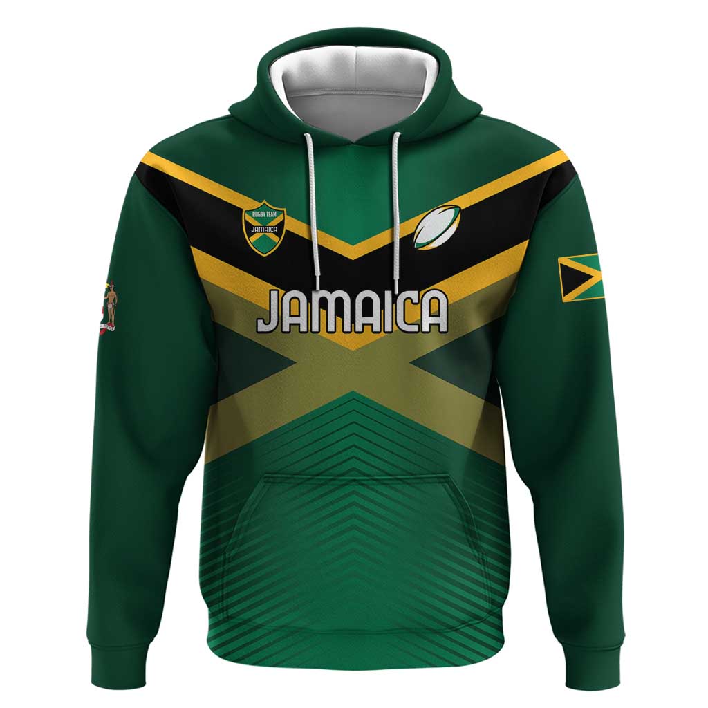 Custom Rugby Jamaica Zip Hoodie Reggae Warriors Go Champions