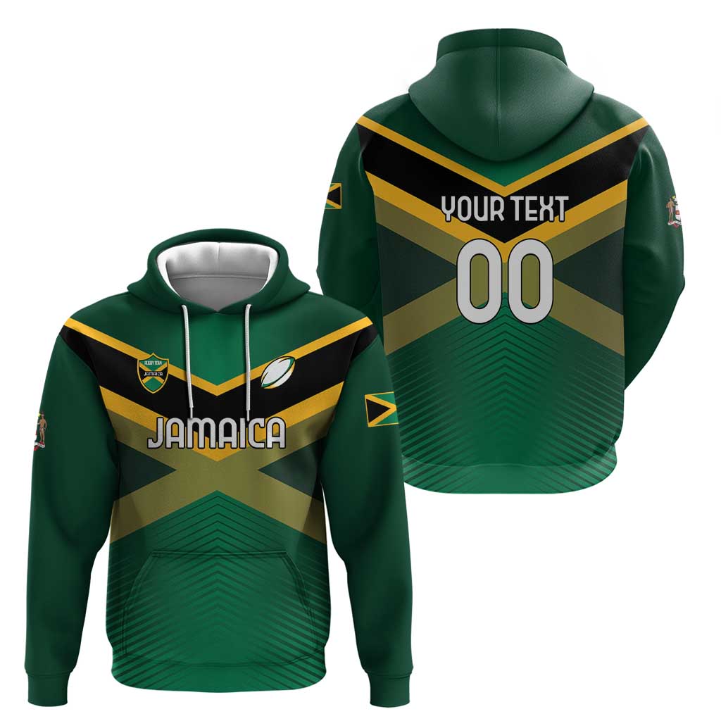 Custom Rugby Jamaica Zip Hoodie Reggae Warriors Go Champions